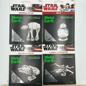 Star Wars metal earth puzzle lot of 4 IMPERIAL AT-AT, BB-8", MILLENNIUM FALCON